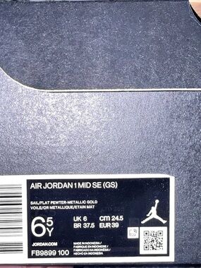 Jordan Air Jordan 1 Mid SE GS 'Pewter Velvet Toe' Sneakers White & Gray